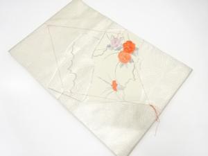 未使用品　雲に花模様刺繍　名古屋帯